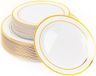 MATANA 60 Premium Witte Plastic Borden met gouden Rand
