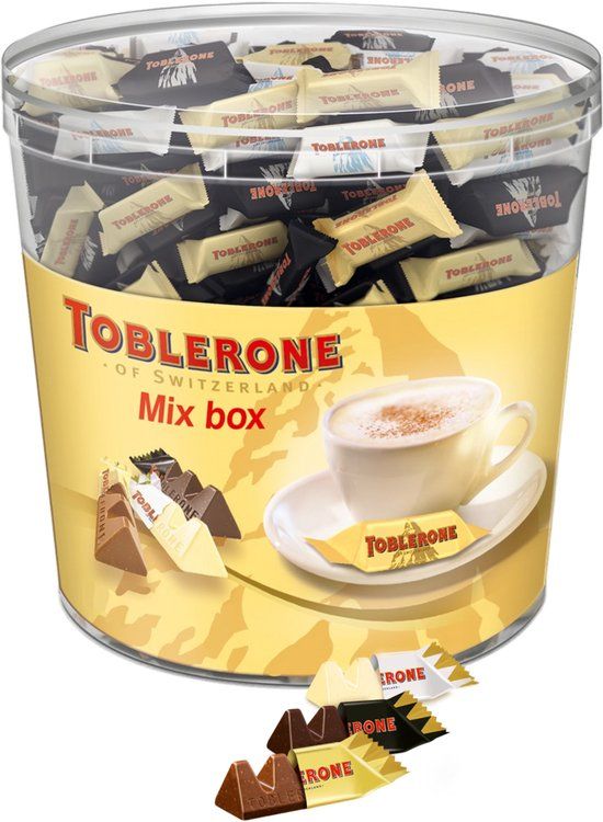 Toblerone Mixbox Horeca Chocolade - Chocolaatjes Puur Wit Melk Emmer 904g - Chocoladesnoepjes - Chocolade voor bij de Koffie - Verjaardag Cadeau Vrouw of Man - Geschenkset voor Man en Vrouw