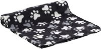 Flamingo Esma - Fleece deken voor honden en katten, zwart, pootjes, 100x150cm