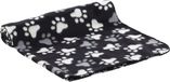 Flamingo Esma - Fleece deken voor honden en katten, zwart, pootjes, 100x150cm