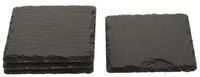 Merkloos Leisteen Onderzetters - 8 stuks - Zwart - Vierkant - 10 cm