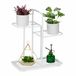 Relaxdays plantenstandaard met 3 niveaus, staal, wit, 50,5 x 44 x 22 cm