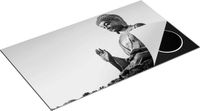 Chefcare Inductie Beschermer Groot Boeddha Beeld in het Bos - Zwart Wit - 90x55 cm
