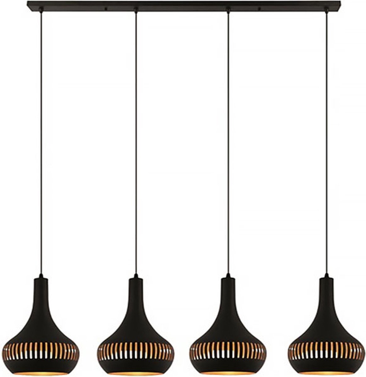 Freelight - Hanglamp Canna 4 lichts L 130 cm Ø 25 cm zwart goud