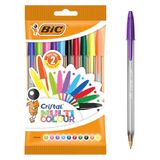BIC Cristal Multicolor Balpen met 8 verschillende kleuren, voor kantoor, school en dagelijks gebruik, 1 zakje met 8 stuks Beutel 10 Stuk multicolor