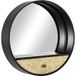 Miroir Mural Rond Ø61 Cm, Miroir Décoratif Avec Tiroir Et Cadre En Métal Et Mdf, Noir