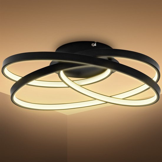 B.K.Licht - Plafondlamp met LED Ringen - zwart - modern ronde plafonniére - voor woonkamer - 3.000 K - warm wit licht - 4.600 Lm - 35W