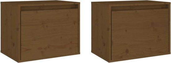 vidaXL Wandkasten 2 st 45x30x35 cm massief grenenhout honingbruin