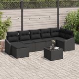 vidaXL Tuinbank Set 8-delig Zwart Polywood
