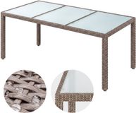 Casaria Tuintafel – 190x90 cm Polyrattan – Veiligheidsglas Crème