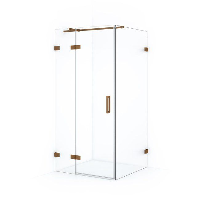 Maxaro Douchecabine Diamond 100x90cm 8mm Helder Veiligheidsglas Koper met Draaideur