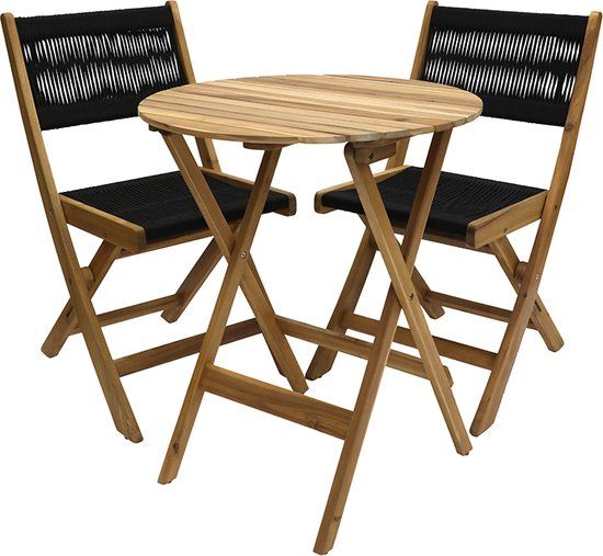 SenS-Line Lanzarote Bistroset - Zwart - 2 zitplekken - Rond