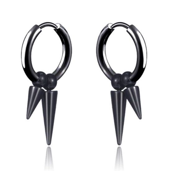 LGT JWLS Lookinggoodtoday Heren oorbellen zwart edelstaal met 2 pijlen hangers