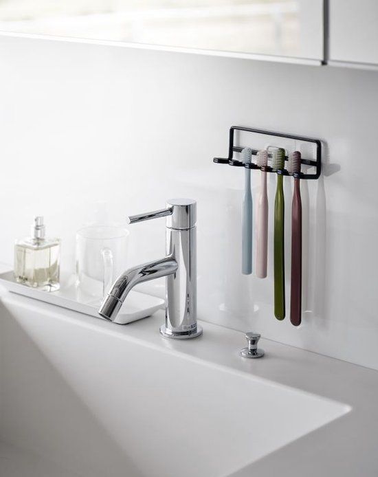 Yamazaki Tower Zelfklevende Tandenborstelhouder - Zwart - Modern