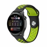 By Qubix Qubix - Sport Edition siliconen band - Zwart + groen - geschikt voor Huawei Watch GT 6 / GT 7 / GT 6 pro / GT 7 pro - 46mm