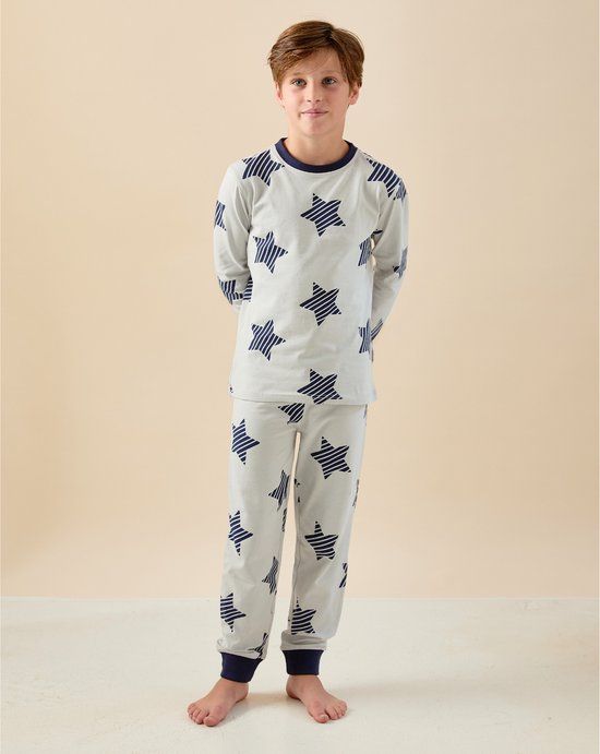 Little Label TOMMY pyjama jongens grijs blauw sterren-print 110/116