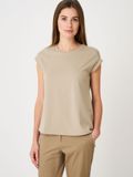 REPEAT cashmere Icecat Mouwloze stretch top met ronde halslijn
