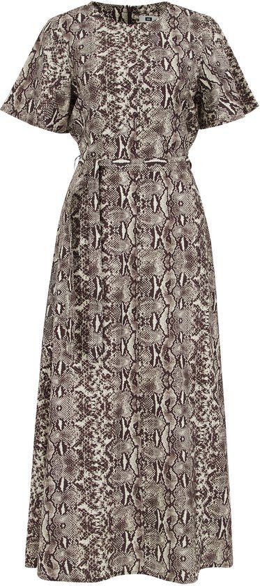 WE Fashion Dames midi jurk met print - Viscose - XS - Donkerbruin