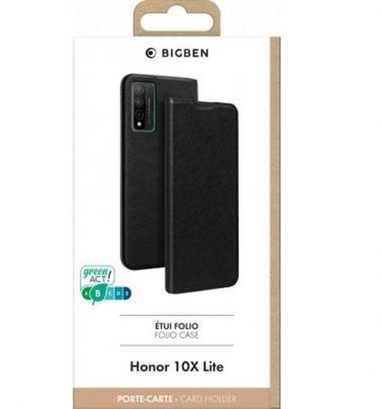 Bigben Connected, Hoesje geschikt voor Honor 10X Lite - Folio met Kaarthouder & Videostandaard, Zwart