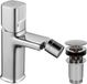 Laveo Tores - Robinet de bidet - Chrome - Laiton - Montage standard - Bonde clic-clac