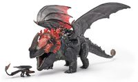 Figurine Dragon Rouge Mort - 28 cm - Avec figurine Sans-dent - Comment entraîner son dragon