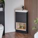 Hudson Reed Meuble lave-mains d'angle WC moderne - Avec niche - 45 cm - Vasque - Gris noir - Avec LED