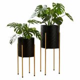 Merkloos Relaxdays Plantenstandaard - set van 2 - Metaal - Zwart/Goud