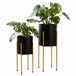 Merkloos Relaxdays Plantenstandaard - set van 2 - Metaal - Zwart/Goud