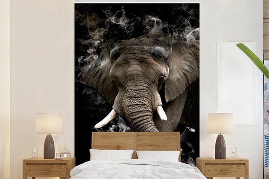 Nr1Wallpaper Behang - Fotobehang Olifant - Rook - Zwart - Breedte 155 cm x hoogte 240 cm