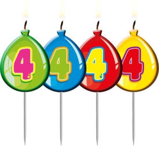 Folat Party Products Folat Kaarsje Birthday Ballonnen Cijfer 4