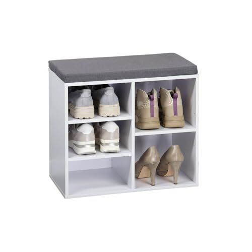Kesper Schoenenkast met zitkussen, materiaal: vezelplaat, afmetingen: B 51,5 x H 48 cm x L 29,5 cm, kleur: wit, grijs