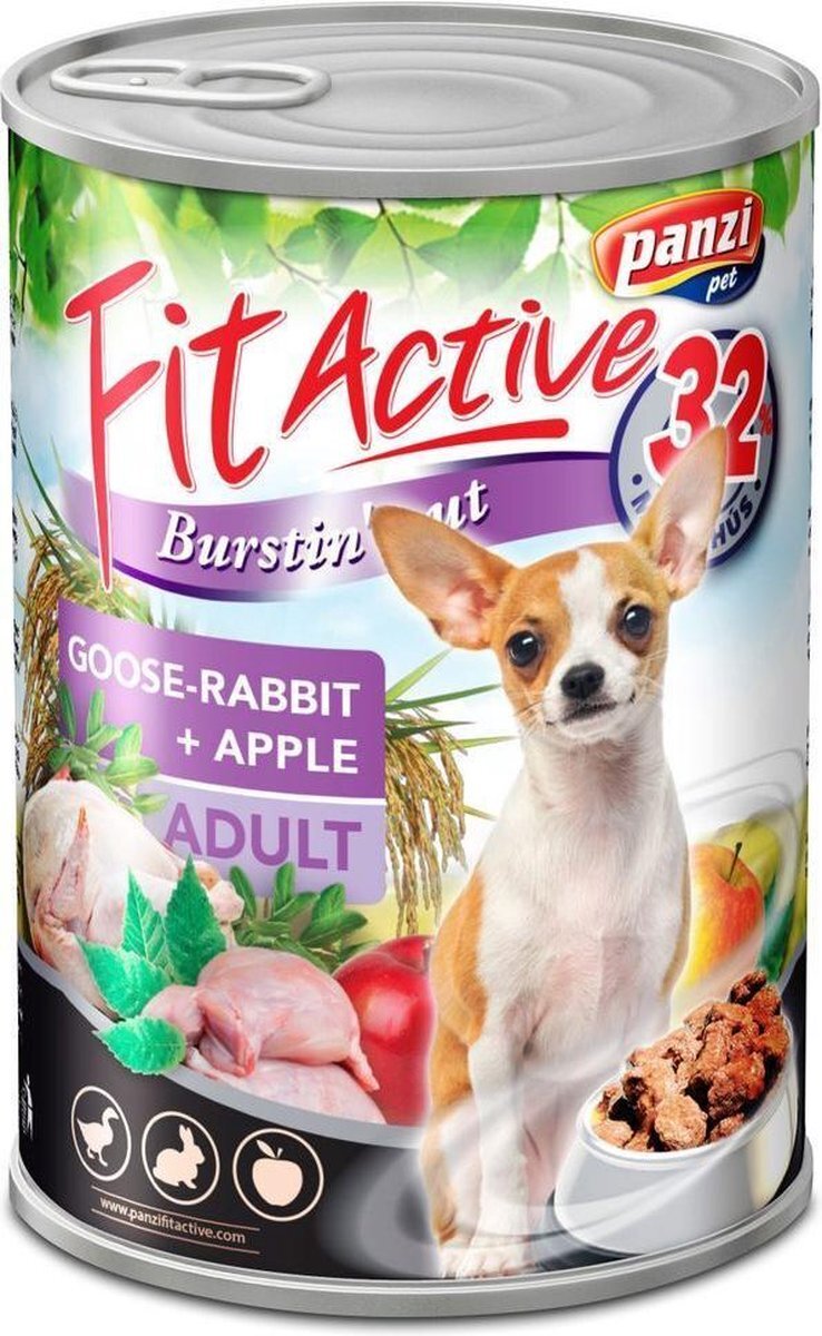 Panzi-Pet Fit Active - Hondenvoer - Blikvoer - Adult - Goose & Rabbit - 10 x 415g