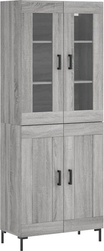 vidaXL Hoge kast 69,5x34x180 cm bewerkt hout grijs sonoma eikenkleurig