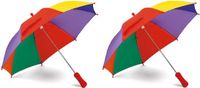 Stricker Europe Set van 2x stuks gekleurde paraplu voor kinderen 68 cm