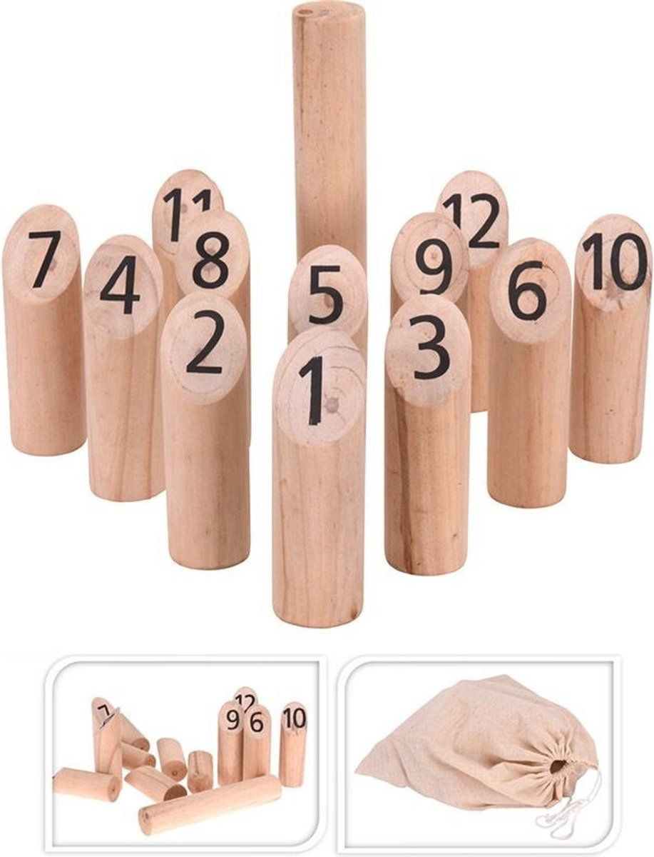 Outdoor Games Official Kubb Set - 13-delig - Houten Kegels - Buitenspeelgoed