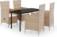vidaXL 5-delige tuinset met kussens, beige