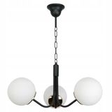 EDYLIT Lampe suspendue noire avec sphères blanches, style glamour, 3xE14