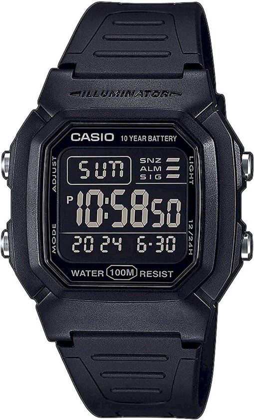 Casio Collection W-800H-1BVES Horloge - Kunststof - Zwart - Ø 36 mm