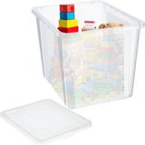 KADAX Rechthoekige opbergdoos met deksel, opbergcontainer, stapelcontainer, kunststof doos, ruimtebesparende opbergdoos (30 l, transparant)