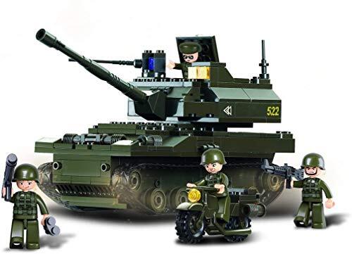 Sluban SL93889, tank I (258 delen) [M38-B9800], speelset, klembouwstenen, soldaten, met speelfiguur, leger, kleurrijk