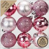 Inge-glas Inge Christmas Goodz luxe kerstballen - 9x - 6 cm - kunststof - roze