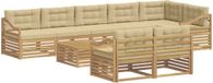 vidaXL - Hoek loungeset - 8 zitplaatsen - Wit en Beige - Acacia Hout