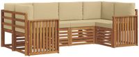 vidaXL Hoek loungeset 6-delig Acaciahout Natuurlijk en beige