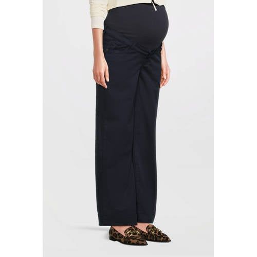 LOVE2WAIT wide leg regular waist zwangerschaps casual broek donkerblauw