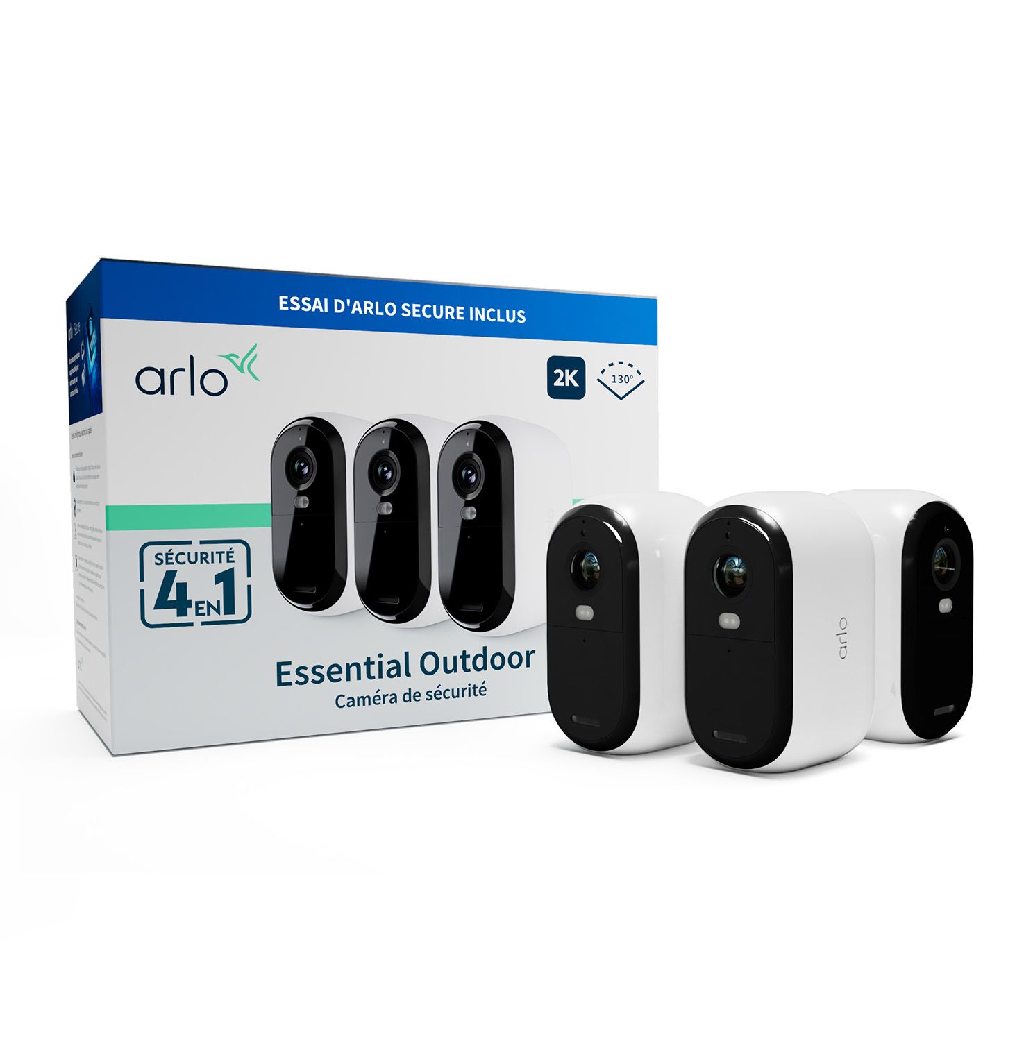 Arlo Essential 2K Outdoor Camera - 3 Pack - Wireless Security Camera