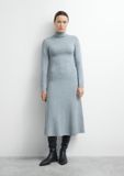 Comma Robe Gris Manches Longues Viscose Uni Mi-mollet Femme Automne/Hiver 2026