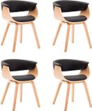 vidaXL Eetkamerstoelen 4 stuks gebogen hout en kunstleer zwart