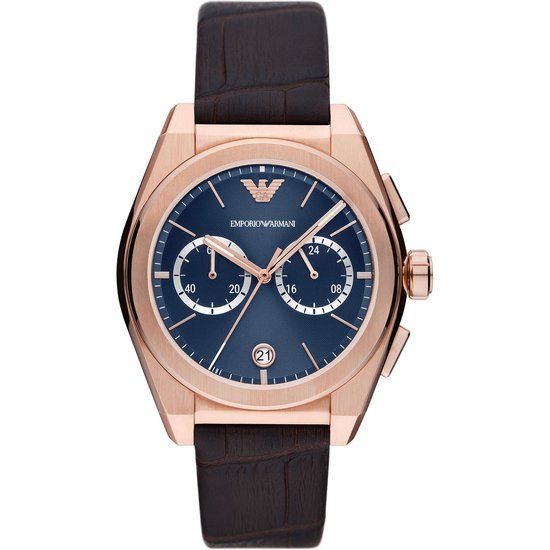 Emporio Armani Federico AR11563 Herenhorloge - 43 mm - Bruin Leer