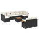 vidaXL Loungeset 10-delig met Kussens Poly Rattan Zwart