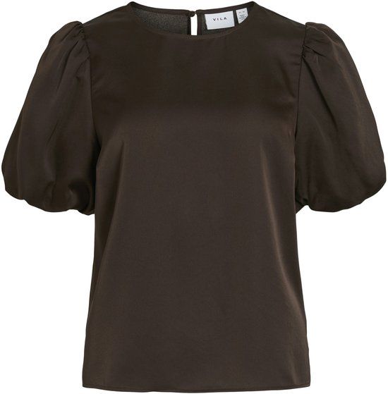 Viellette Vila Viellette 2/4 Satin Puff Top - Noos 14107986 Coffee Bean - Size 40